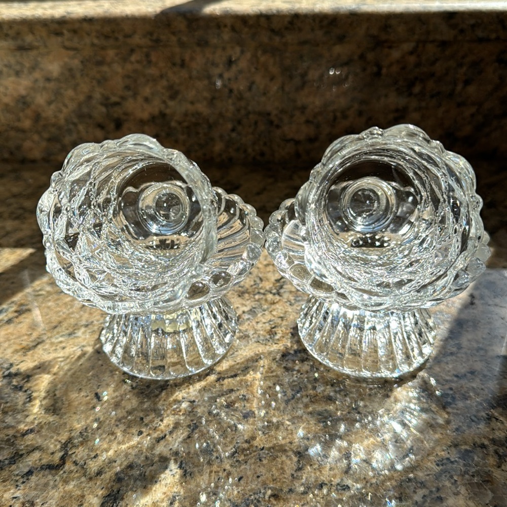 Partylite - P9246 Quilted Crystal Pair Votive Tealight Taper Pillar (w/box) - Picture 3 of 6